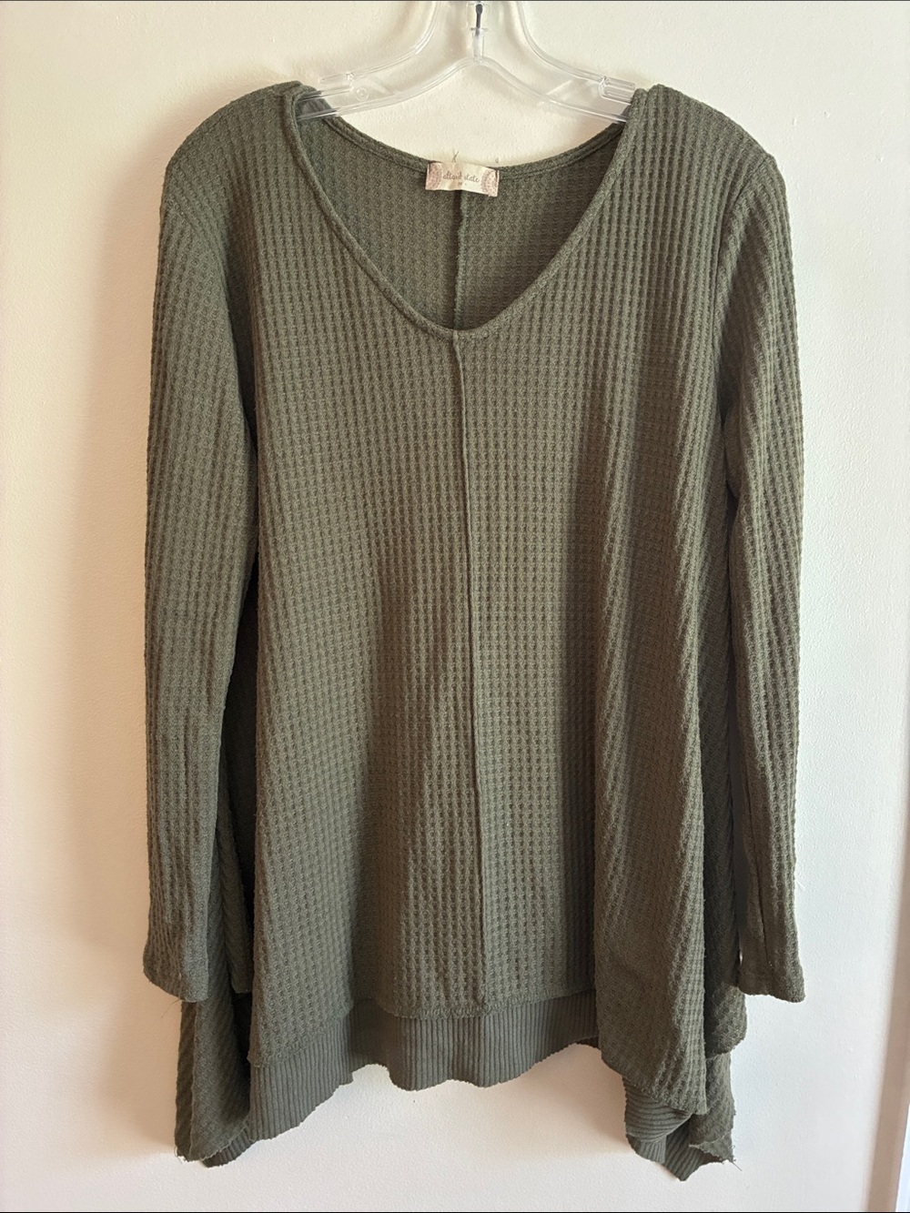 Altar'd State Olive Green Waffle V-Neck Tunic